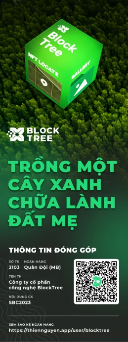 Printed BlockTree standee with a QR code